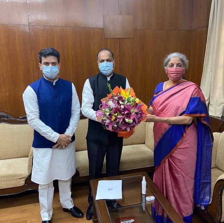 मुख्यमंत्री जयराम ने वित्त मंत्री से की मुलाकात, प्रदेश के लिए 1420 करोड़ की मांग।।
