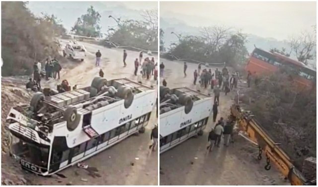 बिलासपुर में बड़ा सड़क हादसा : दो टूरिस्ट बसें पलटी, एक की मौत…14 घायल
