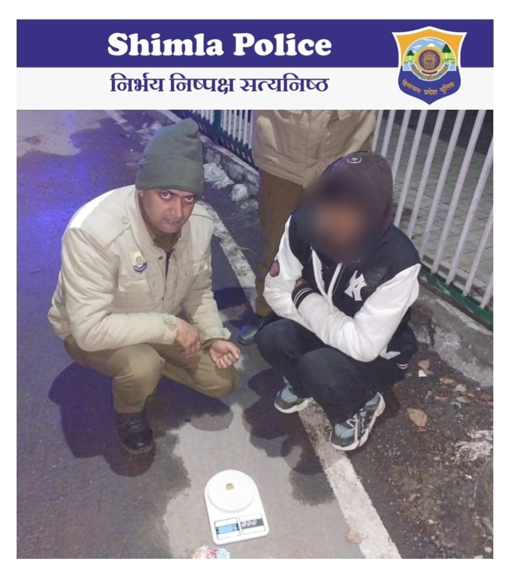 शिमला में चार ग्राम चिट्टा/हेरोइन के साथ एक व्यक्ति गिरफ्तार