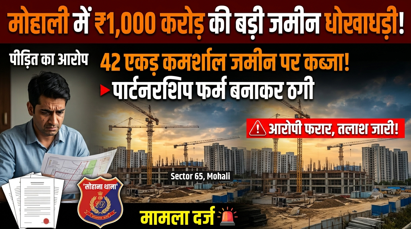 मोहाली में 1,000 करोड़ रुपये से अधिक की व्यावसायिक भूमि से जुड़ी कथित धोखाधड़ी का मामला दर्ज, तीन आरोपी फरार