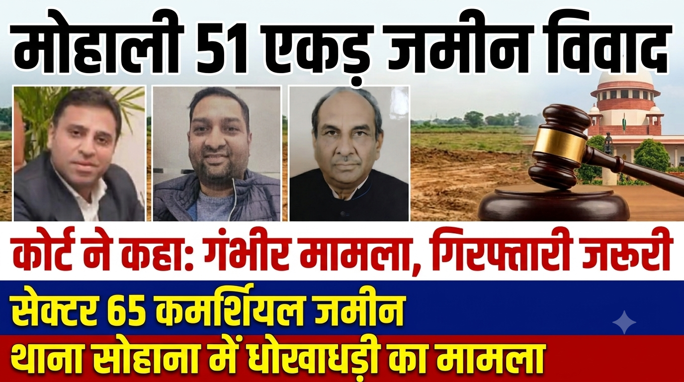 मोहाली 51 एकड़ भूमि घोटाला: अदालत ने कहा गंभीर मामला, तीनों आरोपितों की अग्रिम जमानत खारिज, गिरफ्तारी के आदेश
